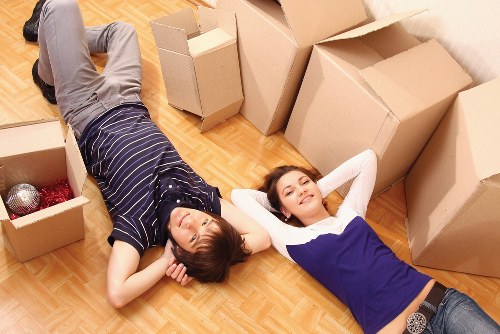 Boxes and furniture packed into a mobile storage container