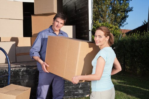 Packing boxes and office equipment for a Westham office move